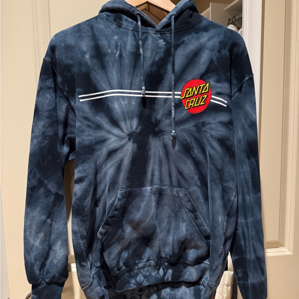 Santa Cruz Tie-Dye Hoodie - Grey/Blue and White